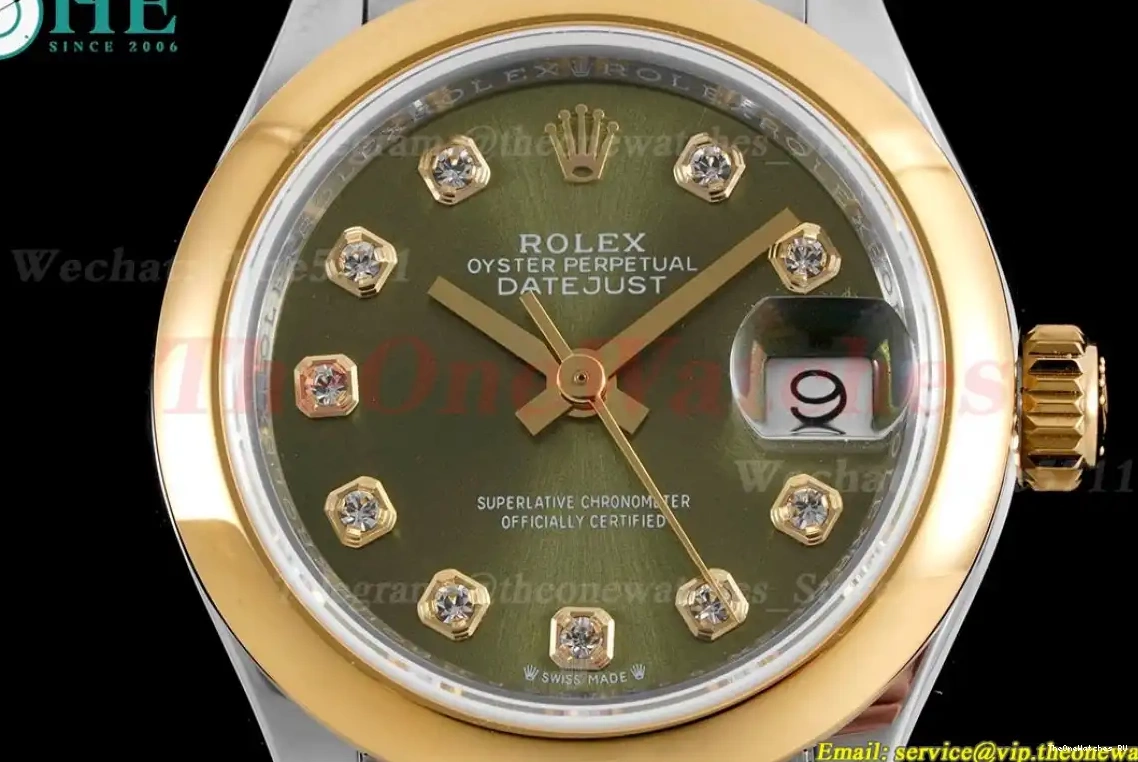 Green Ladies 28mm Datejust NH05 TWS SS Dia YG 0519